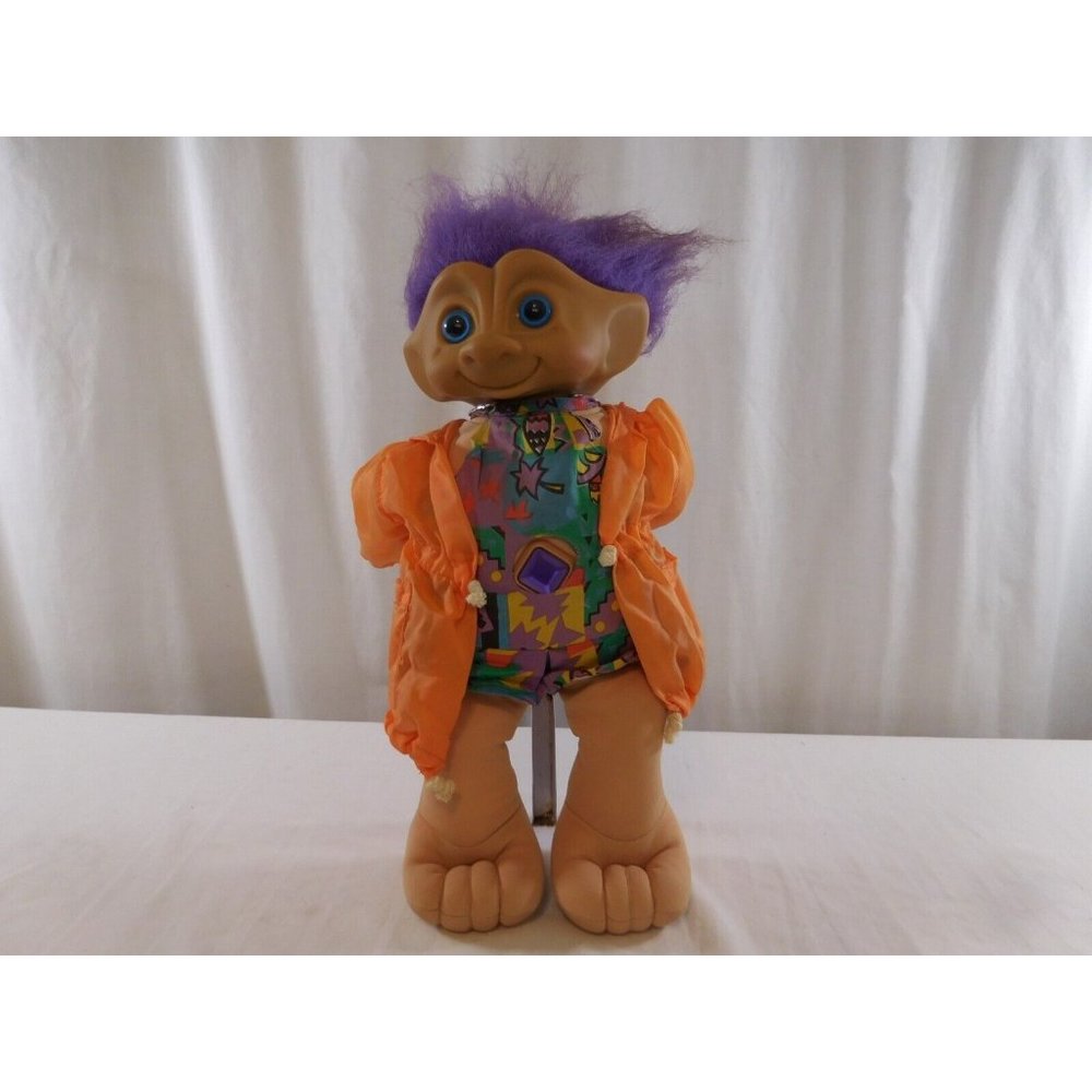 Vintage Troll Doll Ace Novelty Treasure Trolls 15" Purple Hair Blue‎ Eyes